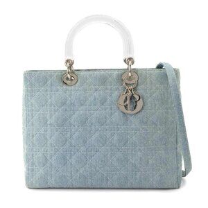 Christian Dior Lady Dior Large 2way Hand Shoulder Bag Denim Purse 90272658